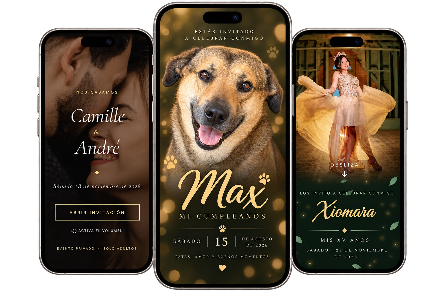 Ejemplos de invitaciones digitales Invitaly: boda, cumpleaños y XV años